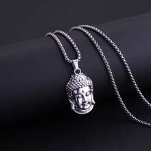 1 件鈦鋼鍊配件佛頭吊墜項鍊,男女通用毛衣首飾 - 面具 - 查看 1
