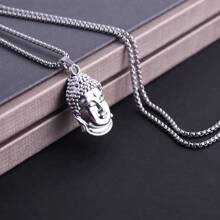 1 件鈦鋼鍊配件佛頭吊墜項鍊,男女通用毛衣首飾 - 面具 - 查看 2