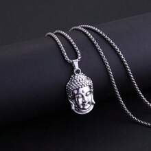 1 件鈦鋼鍊配件佛頭吊墜項鍊,男女通用毛衣首飾 - 面具 - 查看 4