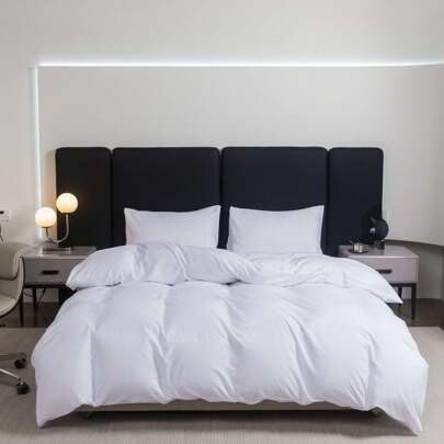 3pcs/set White Duvet Cover Set (1pc Comforter Cover & 2pcs Pillowcase), Minimalist Polyester Bedding Set For Home
