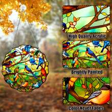 1入組鳥紋園藝陽光拼貼裝飾,壓克力陽光拼貼牆,窗,庭園,樹上裝飾品,室內外皆可使用 - 彩色 - 查看 2