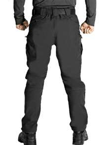 Alpha Camp 1pc ALPHA CAMP Outdoor Windproof Water-Repellent Thermal Lined Softshell Pants For Men
