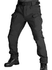 Alpha Camp 1pc ALPHA CAMP Outdoor Windproof Water-Repellent Thermal Lined Softshell Pants For Men