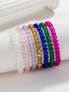1條典雅簡約的層疊風彈性手鍊,配有水晶珠,男女適用,可選顏色,是一份完美的禮物 - 黃色 - 查看 2