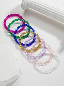 1條典雅簡約的層疊風彈性手鍊,配有水晶珠,男女適用,可選顏色,是一份完美的禮物 - 黃色 - 查看 3