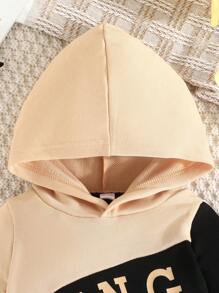 嬰兒男童春/秋季長袖帶帽外套與長褲套裝,印有字母和拼色設計 - 彩色 - 查看 3