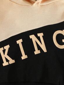 嬰兒男童春/秋季長袖帶帽外套與長褲套裝,印有字母和拼色設計 - 彩色 - 查看 6