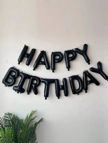 1pack 16 Inch Black Happy Birthday Letter Balloons Suitable For Festival Party Decor - Black - View 6