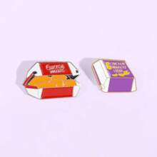 1PC Creative Fried Chicken Hamburger Chips Alloy Brooch - Red - View 6