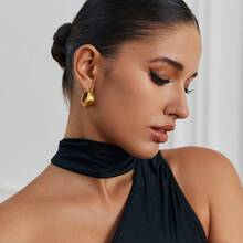 2入組時尚極簡不銹鋼18k金鍍耳環,具有球、籃子和船的元素 - 金色 - 查看 3