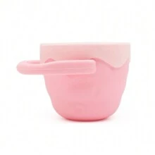 嬰兒可折疊矽膠防漏零食杯,帶蓋兒童餐具用於餵食和小吃,食品儲存容器 - 粉色 - 查看 3