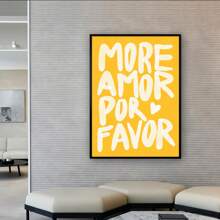 1幅极简主义帆布印刷艺术品，“More Amor Por Favor”（请多给我一些爱）文字墙画，少女风装饰画，适合卧室、客厅或办公室宿舍，可选带框或不带框。 - 彩色 - 查看 4