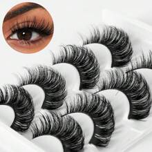 4 cặp/bộ Cuộn tròn & Dày & Tự nhiên Lông mi giả , Chất xơ Chất liệu - lông mi mềm mại - Xem 1