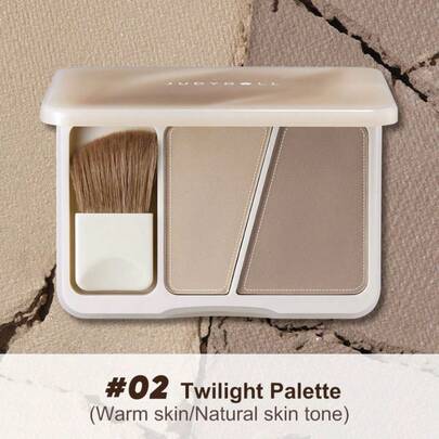 JUDYDOLL CONTOUR PALETTE DUO 8g，二合一哑光和闪光轮廓粉饼盘，适用于鼻子、发际线、面部塑形，非常适合约会、礼物、化妆派对、婚礼、单身派对、自然日常妆容、柔和魅力妆容、大胆魅力妆容