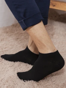 40pairs/Set Men's Black & White Colorblock Simple Style Campus Socks For Sports - Black and White - View 6