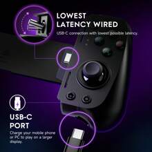 Bộ điều khiển chơi game di động EasySMX M10 dành cho điện thoại di động Android, tương thích với dòng iPhone 15, với cần điều khiển hiệu ứng Hall/Kích hoạt Hall, sạc xuyên qua độ trễ thấp - màu đen - Xem 7