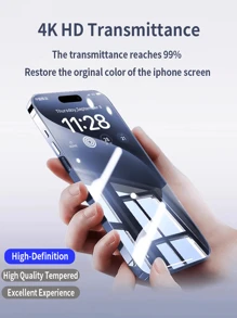 2pcs Iphone Screen Protectors, Hd Tempered Glass Film With Anti-Drop, Anti-Explosion, Oil Resistant And Scratch Resistant Coating - HD - View 2