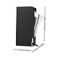 1pc Men's Long Zipper Wallet With Rfid Protection, Multifunctional Card Holder And Large Capacity Coin Pocket, Fashionable, With Hand Strap - Black - View 2