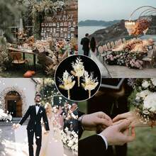 1入組/6入組迷你淺色康乃馨花束，伴娘禮物提議花童禮盒，波西米亞婚禮桌面擺件，小型乾燥禾本科植物花瓶裝飾，微型乾燥花糕點裝飾，手工婚禮卡裝飾 - 6號 紅白色 - 查看 5