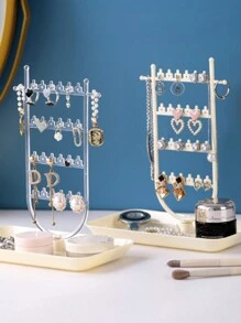 1入首飾置物架,多功能耳環&手鍊&項鍊&戒指支架,可放置於桌面展示 - 透明白 - 查看 5