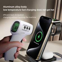 YITUMU 可折疊式3合1桌面無線充電器，兼容多種設備充電座，適用於Apple Watch iPhone - 白色 - 查看 5