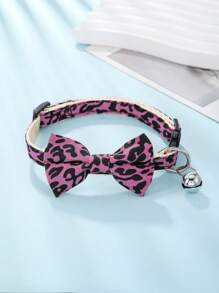 1入紫色豹紋寵物項圈,附有貓鈴 - 紫色 - 查看 1