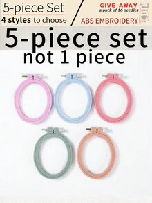 5入組多色abs材料十字繡框,帶有溝槽設計可牢固固定織物,平滑表面方便十字繡 - 彩色 - 查看 6