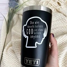 5 Pcs She Who Kneels Before God Sticker |  Stickers & Decals By Swaygirls About Faith, Jesus, The Bible - Black - View 2