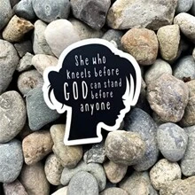 5 Pcs She Who Kneels Before God Sticker |  Stickers & Decals By Swaygirls About Faith, Jesus, The Bible - Black - View 4