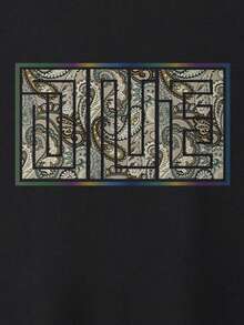 Men's Vintage Checkered Print Fashionable Round Neck Casual Loose Short Sleeve Outdoor T-Shirt - Black - View 3