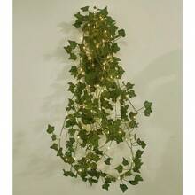 Solar Powered Vine Lights Led Simulation Green Leaf Vine Lights Maple Ivy Lights With Copper Wire - Green - View 9
