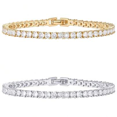 2 قطعة من الإكسسوارات البسيطة والأنيقة مرصعة بالكامل بالراين ستونز الصغيرة