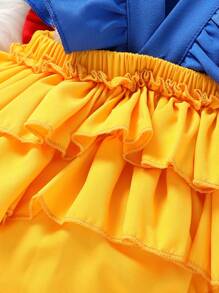 Vestido de una pieza con diseño de corona y letras, decorado con lazo, para bebés y niñas pequeñas - Outfit casual de fiesta y vacaciones, Primavera/Verano