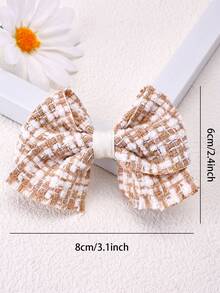 2入組格紋布料女孩髮夾,帶小蝴蝶結的格紋髮夾 - 彩色 - 查看 6