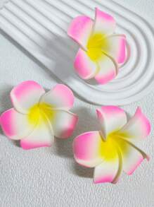 3 件装甜美女士鸡蛋花发夹可爱海边度假风格花卉发饰，波西米亚风格清新雏菊发夹，适合海岛海滩度假派对，鳄鱼发夹，百搭发饰，春夏 - 彩色 - 查看 16