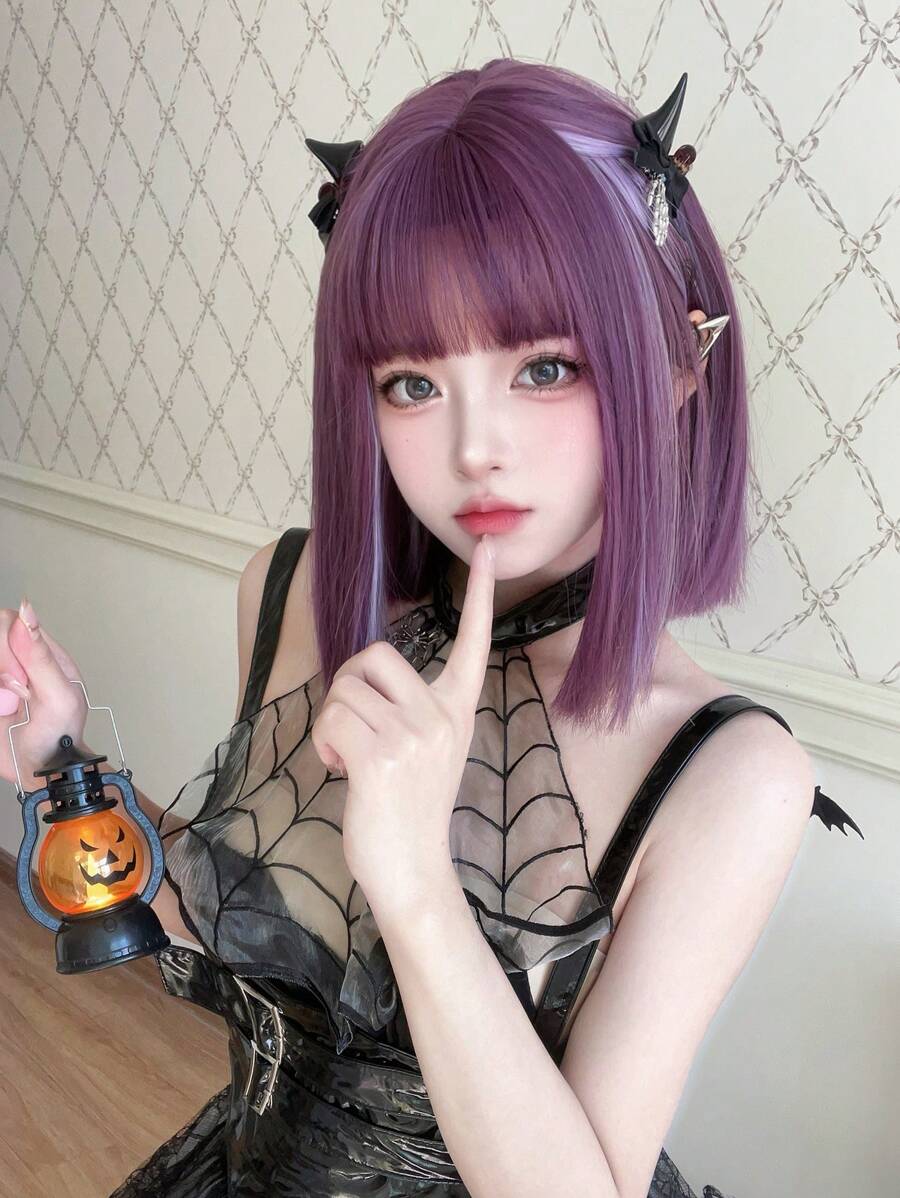 alicegarden 1 件合成耐热多色假发，短直发假发，14 英寸长，由纤维制成，适合日常使用，自然逼真的假发（不包括配件）