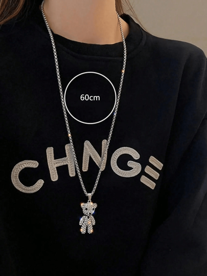 قلادة متدلية حجر الراين دب