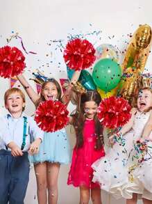 1 Pc, Game Pompoms Cheap Practical Cheerleading Cheering Flower Ball Apply To Dance Sports Match Supplies And Vocal Concert Decorator - Red - View 2