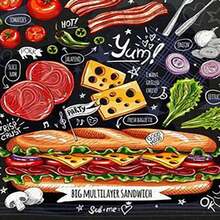 三明治卡通印花有趣創意防污圍裙 - 彩色 - 查看 4