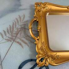 1pc Nordic Light Luxury Vintage Mirror Tray For Desserts & Cakes Decoration, Home Decor - Gold - View 6