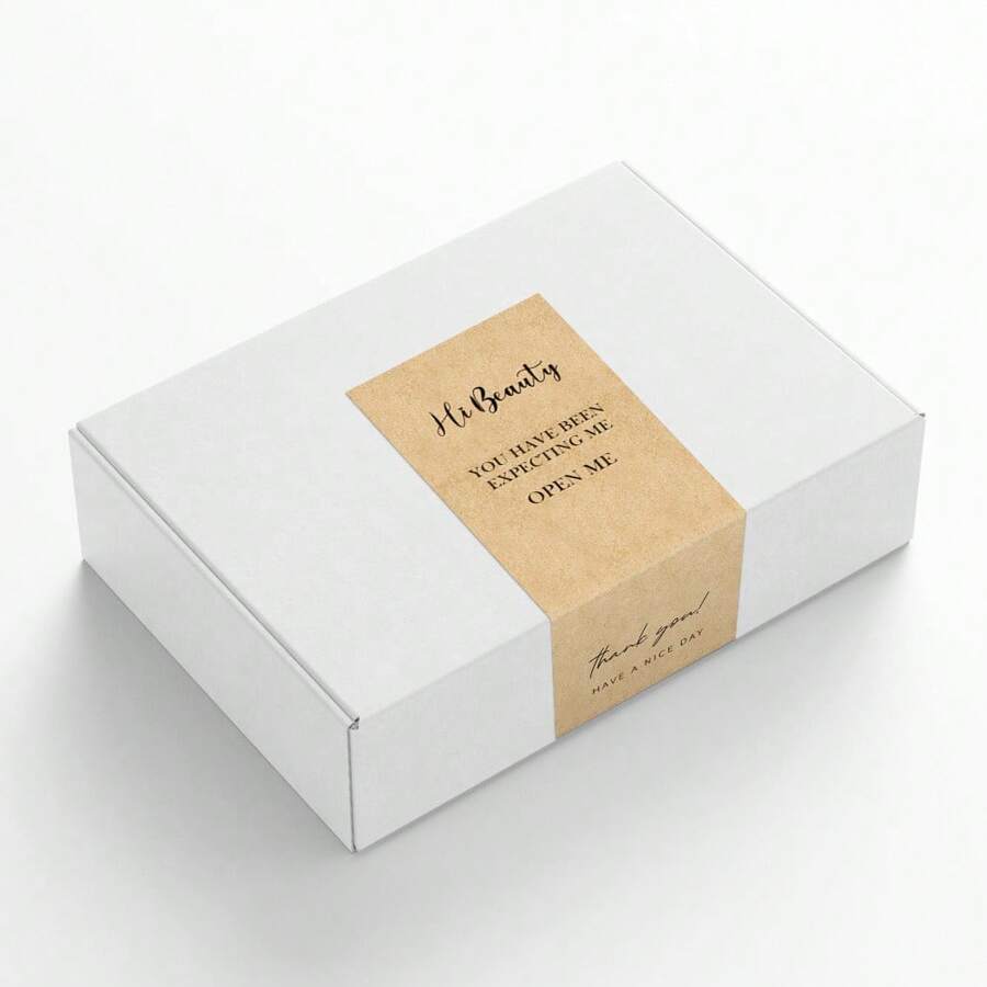 50 Piezas/paquete Pegatinas Adhesivas Rectangulares De Papel Kraft Para Sellar, Etiquetas Decorativas Para Cajas De Embalaje De Regalo Con Pegatinas De Agradecimiento - Marrón - Ver 1