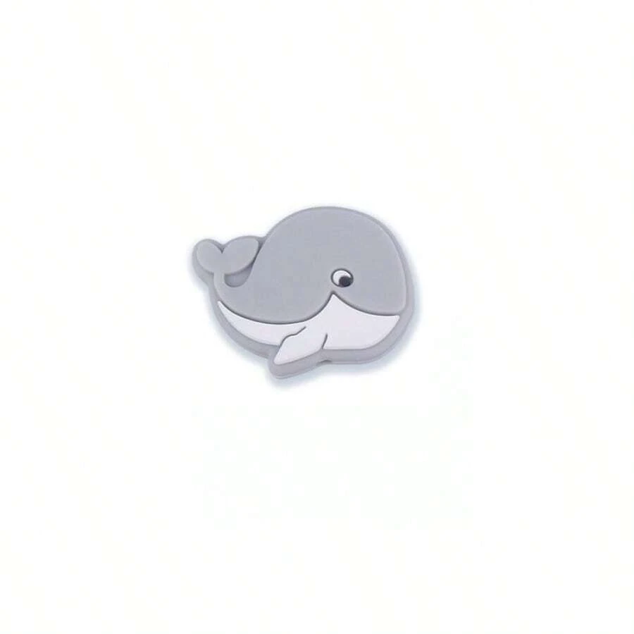 1個新設計卡通動物鯨魚形矽膠珠子,適用於兒童diy手工藝,具創意的卡通時尚光滑硅膠彩色珠子珠寶配件 - 淺灰色 - 查看 1