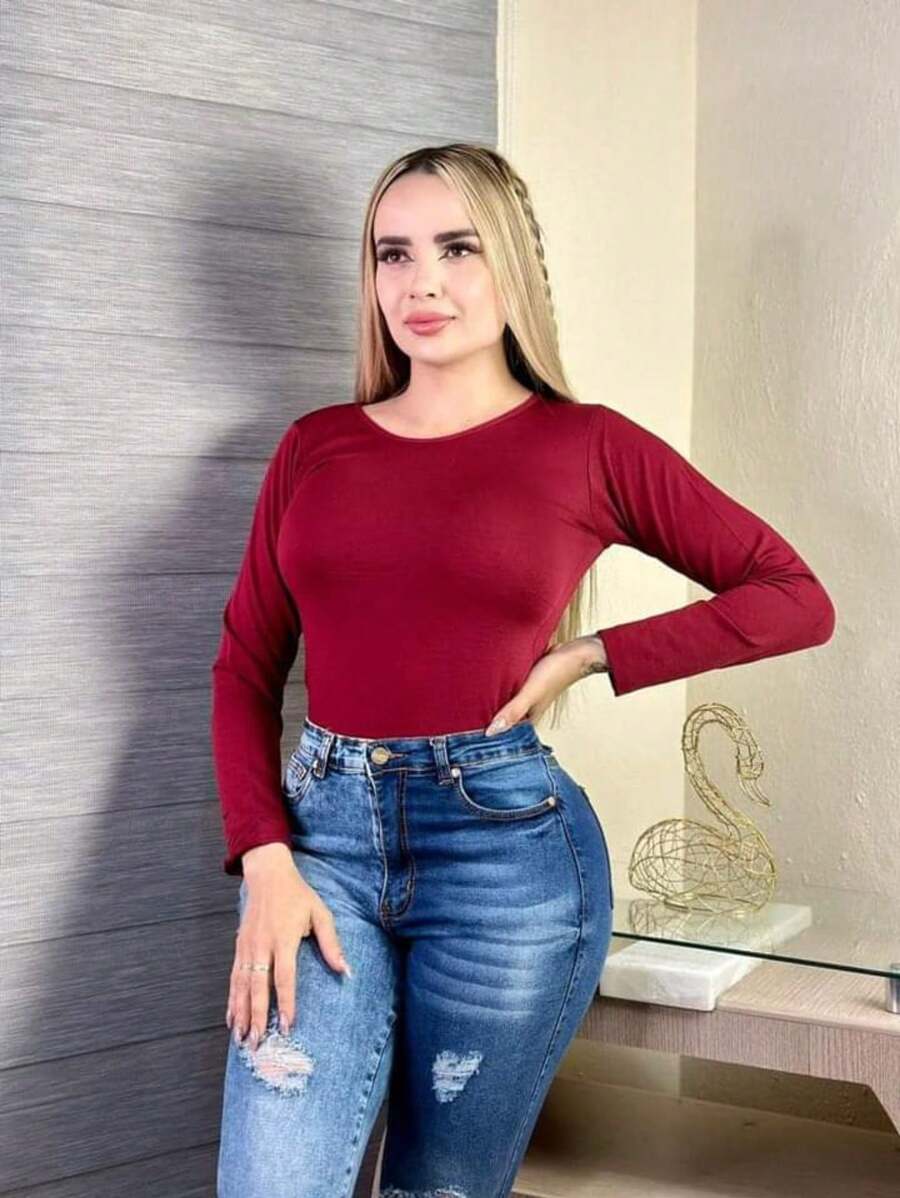 Blusa Termica CUELLO REDONDO - Granate - Ver 1
