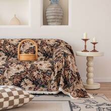 咖啡色油畫花紋沙發套,美式鄉村風格的花卉提花厚重復古 - 咖色油畫 - 查看 3