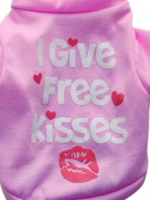 Pet Dog Cat Four Seasons Sweatshirt With Letter Printing, Teddy & Poodle Warm Fleece Jacket - Pink - View 4