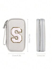 1 stuk Mode Eenvoud Effen kleur Tekst Handdoek Geborduurd Nylon stof Heren En Vrouwen Universeel Digitaal Opslag van tassen Tas Geschikt Voor Dagelijks Geschikt Voor Thuis Opslag Geschikt Voor Reizen Kabelorganizer Opladers Hoesjes Voor Business , Reis , School , Hogeschool , Kantoor