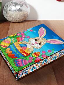 1 Conjunto Pintura De Diamantes Con Diseño De Conejo Y Caja De Madera - Multicolor - Ver 1