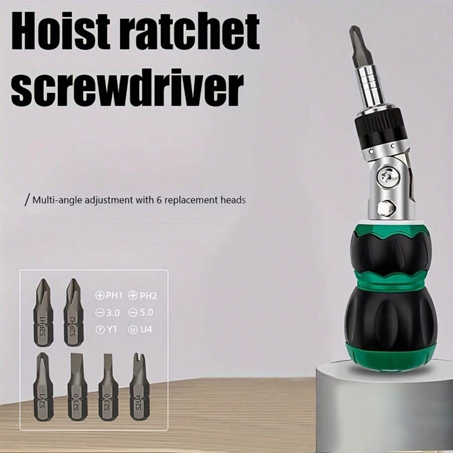 1pc Screwdriver Set, Multi-Angle And Magnetic Ratchet With Extendable Shaft, Suitable For Small Spaces And Various Repairs Such As Home Decor, Equipment Maintenance, Automotive, Machine Repair, Construction Sites, Also Known As Plum Screwdriver, Flathead Screwdriver, Phillips Screwdriver, Torx Screwdriver, Telescopic Ratchet Screwdriver, Everyday Repair Tool - Green - View 1