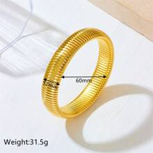 1入女式厚彈性金手鏈,配18k鍍金不銹鋼鏈條,可伸展寬袖手鐲,女士珠寶禮物 - 金色 - 查看 5