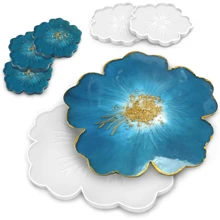 Grands moules en silicone en résine, moules en silicone pour sous-verres en fleurs, moules de coulée en résine époxy pour fleurs pour le DIY, la décoration de la maison, le plateau de service